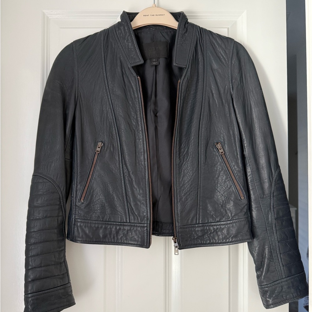 J.Crew Collection Navy Leather Jacket